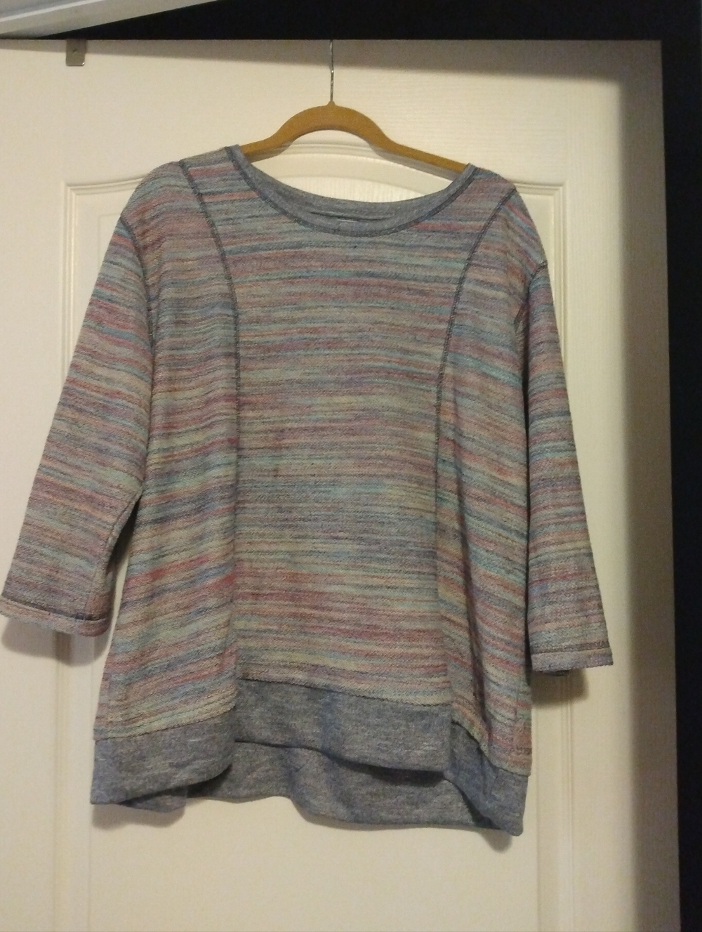 CJ Banks Rainbow Striped Knit Cozy Stretch Sweatshirt Top sz 1X